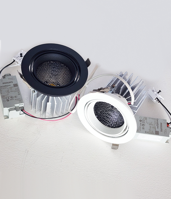 LED COB 라붐 매입조명(허니컴형) 타공 115mm 매입스포트 (30W 블랙 화이트)